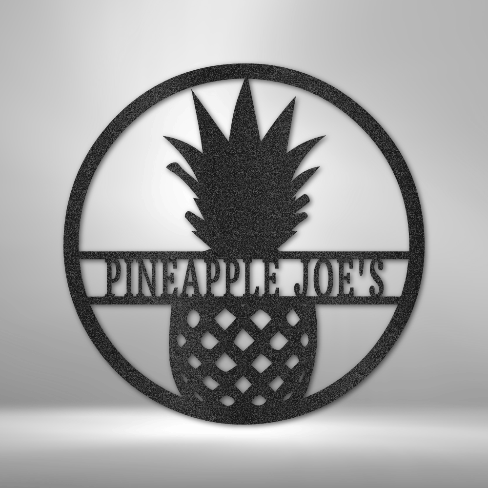 Personalized Pineapple Monogram - 16-gauge Mild Steel Sign DrawDadDraw