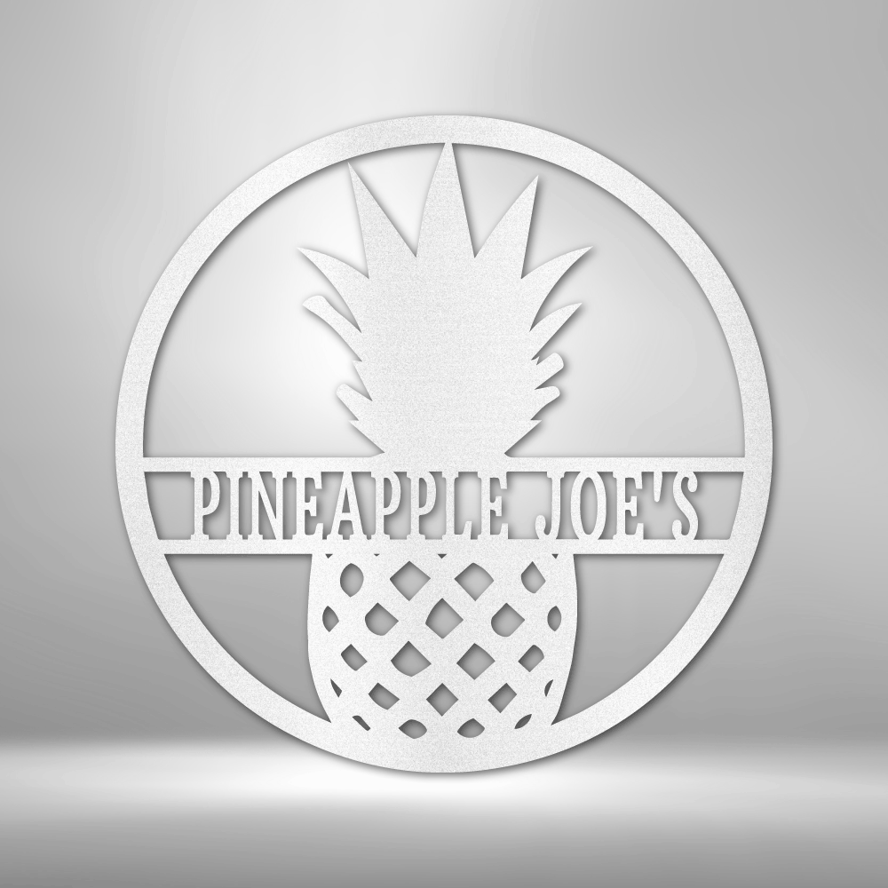 Personalized Pineapple Monogram - 16-gauge Mild Steel Sign DrawDadDraw