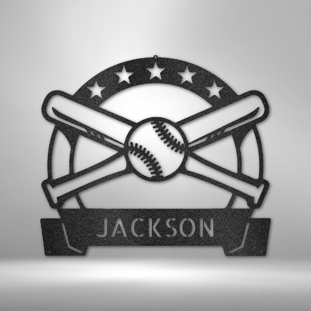 Personalized Play Ball Monogram - 16-gauge Mild Steel Sign DrawDadDraw