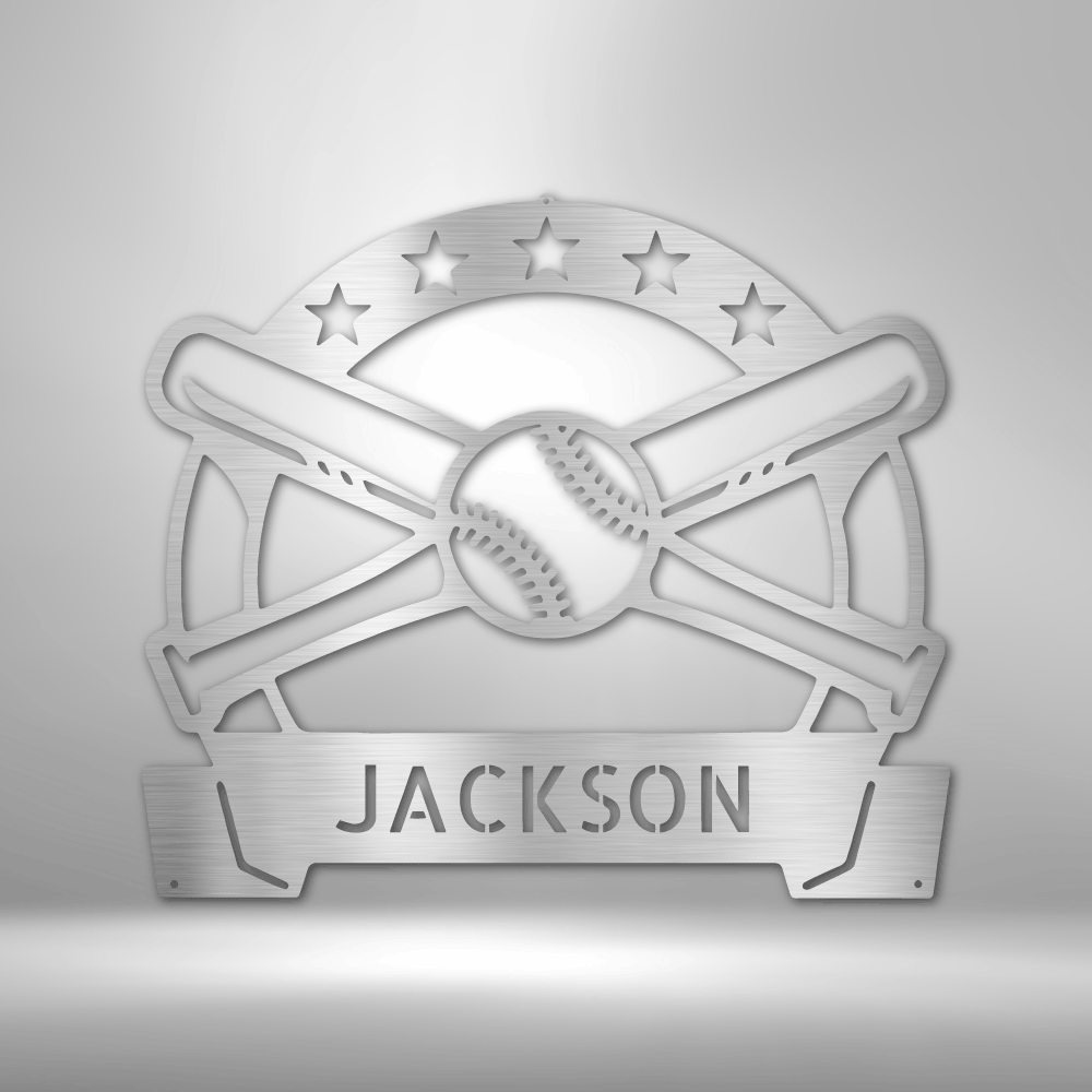 Personalized Play Ball Monogram - 16-gauge Mild Steel Sign DrawDadDraw