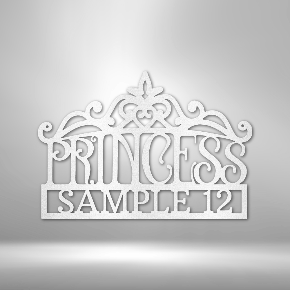 Personalized Princess Crown Monogram - 16-Gauge Mild Steel Sign DrawDadDraw