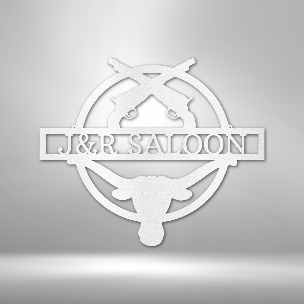 Personalized Saloon Monogram - 16-Gauge Mild Steel Sign DrawDadDraw