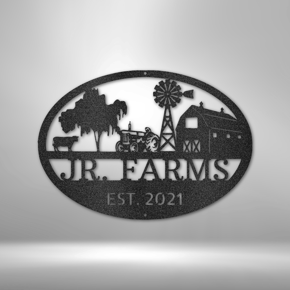 Personalized Simple Farm Monogram - 16-Gauge Mild Steel Sign DrawDadDraw