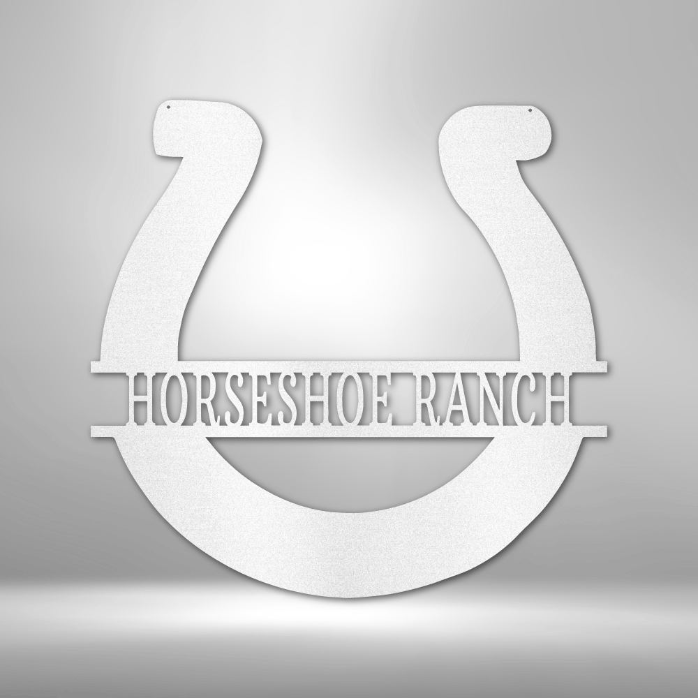 Personalized Simple Horseshoe Monogram - 16-gauge Mild Steel Sign DrawDadDraw