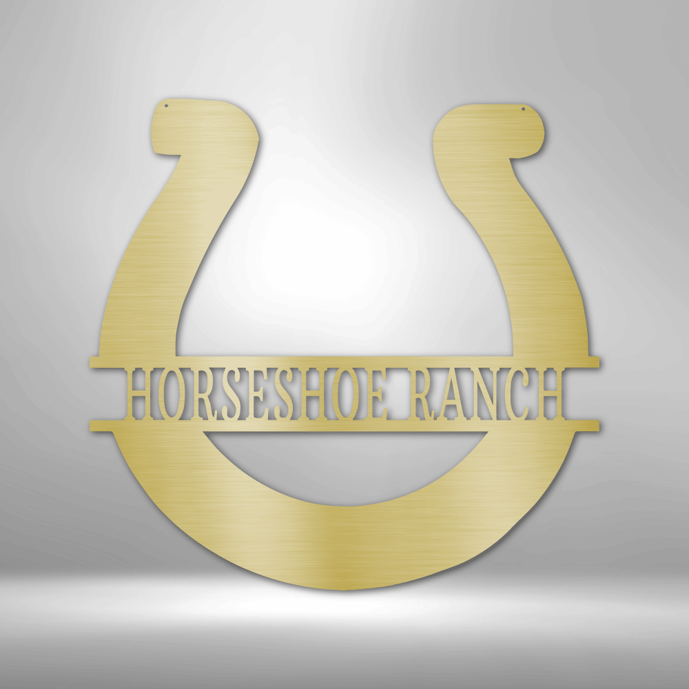 Personalized Simple Horseshoe Monogram - 16-gauge Mild Steel Sign DrawDadDraw