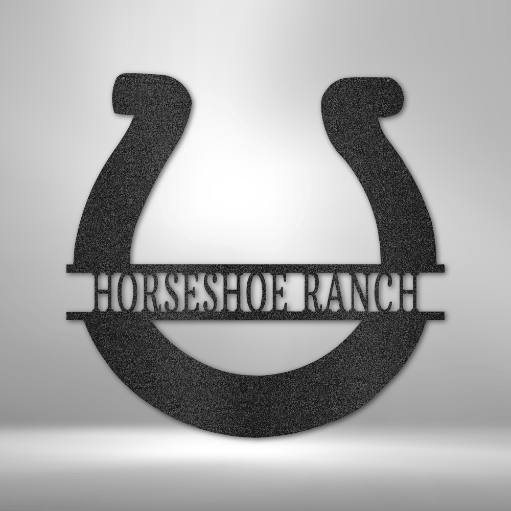 Personalized Simple Horseshoe Monogram - 16-gauge Mild Steel Sign DrawDadDraw
