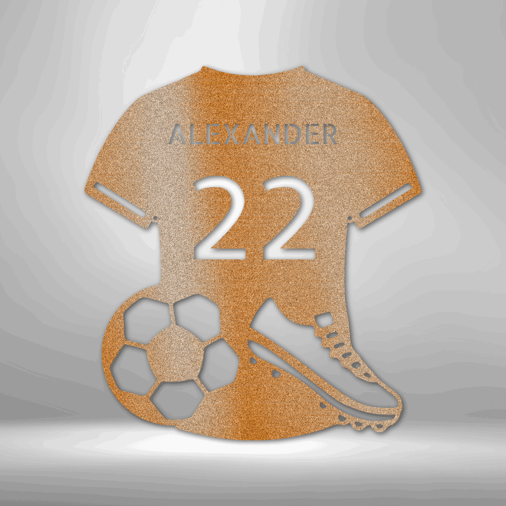 Personalized Soccer Jersey Monogram - 16-gauge Mild Steel Sign DrawDadDraw