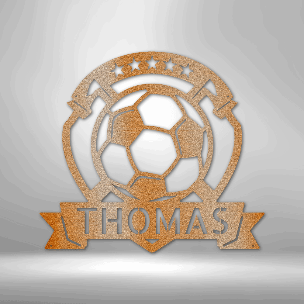 Personalized Soccer Plaque Monogram - 16-gauge Mild Steel Sign DrawDadDraw