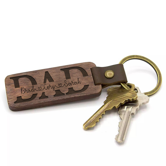 Personalized Split Name - Premium Wooden Key Chain DrawDadDraw