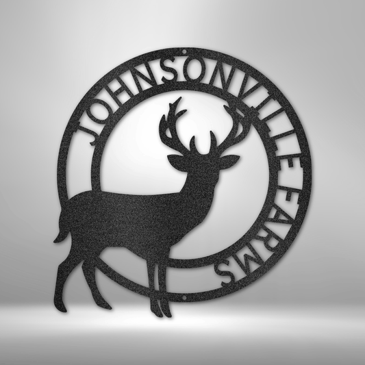 Personalized Stag Monogram - 16-gauge Mild Steel Sign DrawDadDraw