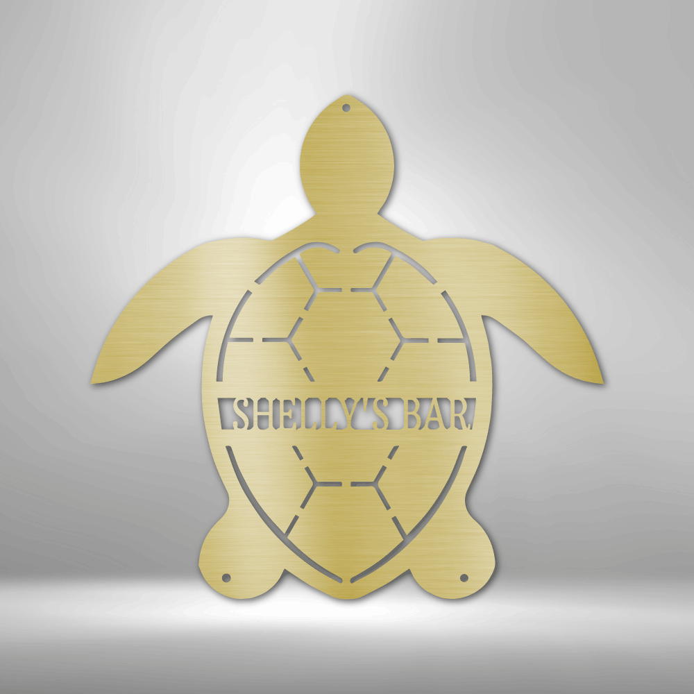 Personalized Turtle Monogram - 16-gauge Mild Steel Sign DrawDadDraw