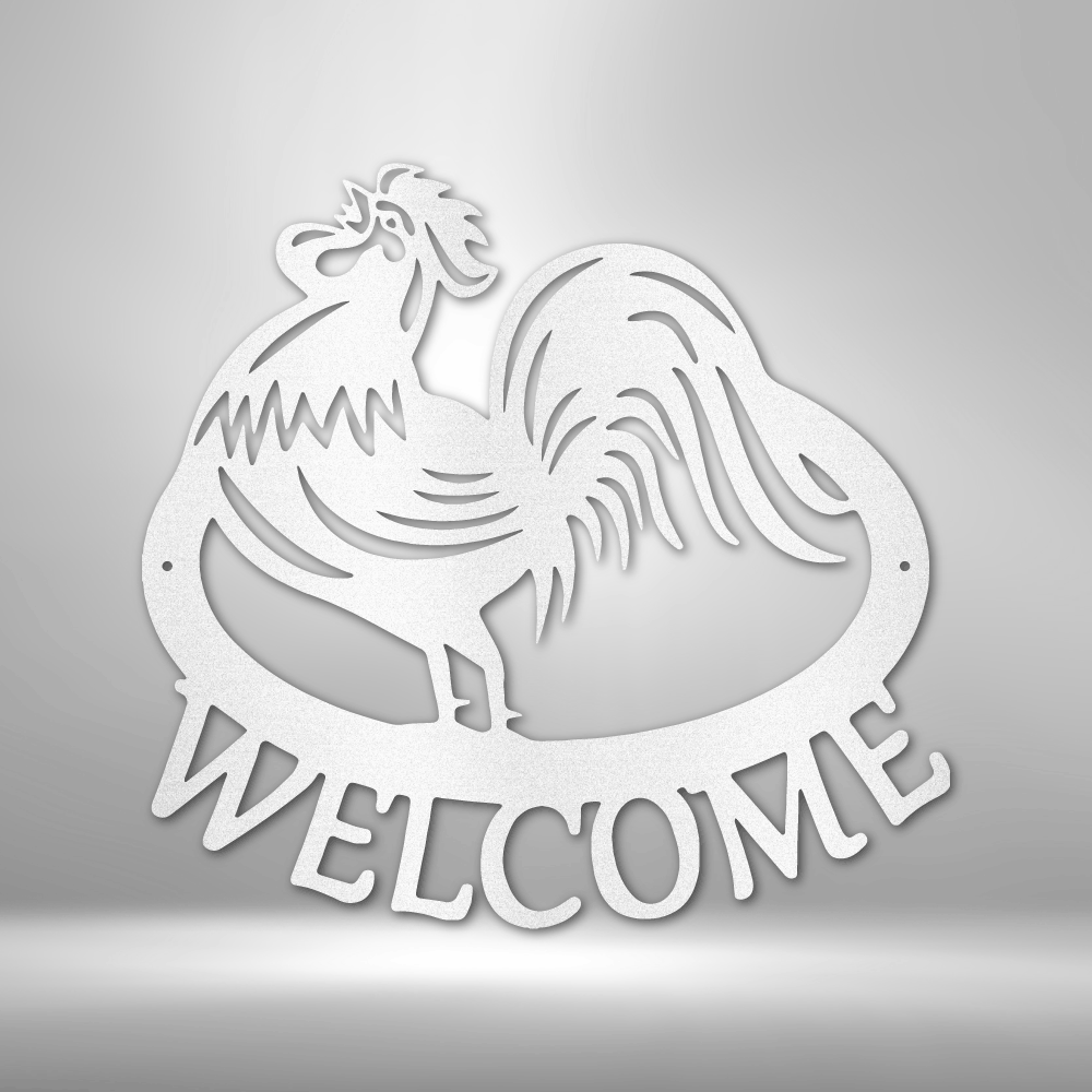 Personalized Welcome Rooster - 16-gauge Mild Steel Sign DrawDadDraw
