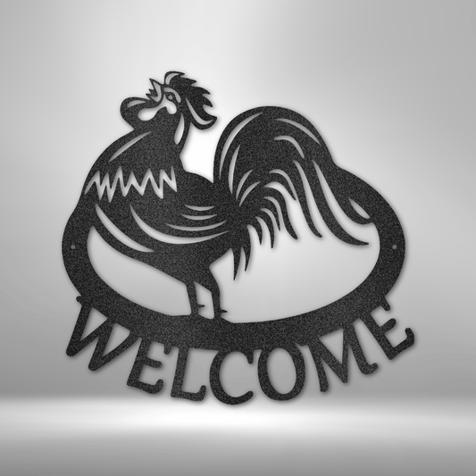 Personalized Welcome Rooster - 16-gauge Mild Steel Sign DrawDadDraw