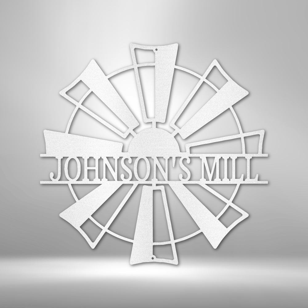 Personalized Windmill Monogram - 16-gauge Mild Steel Sign DrawDadDraw