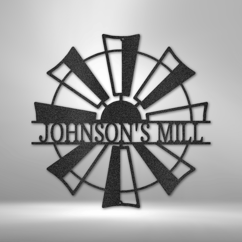 Personalized Windmill Monogram - 16-gauge Mild Steel Sign DrawDadDraw