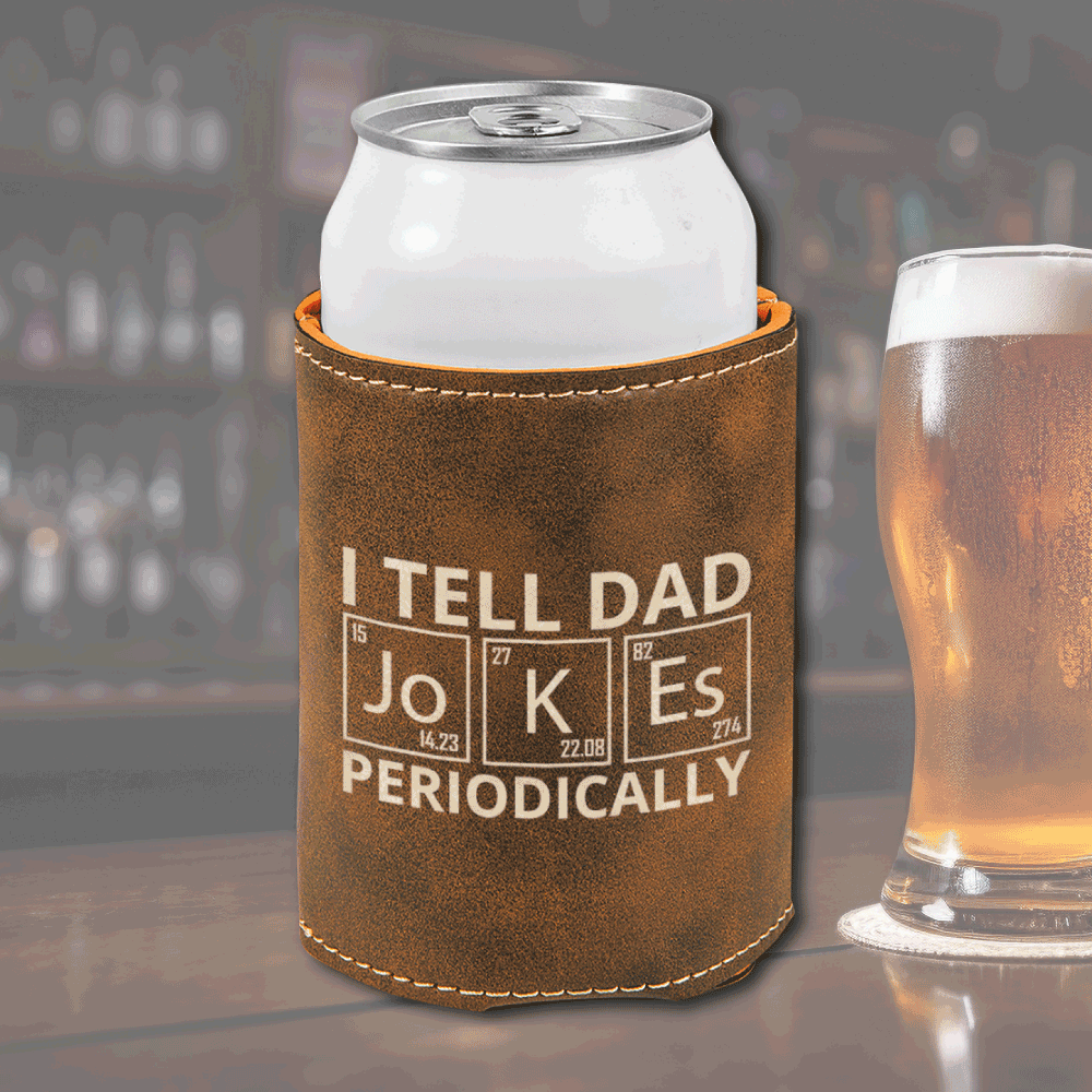 Premium Leather Koozie - Dad Jokes DrawDadDraw