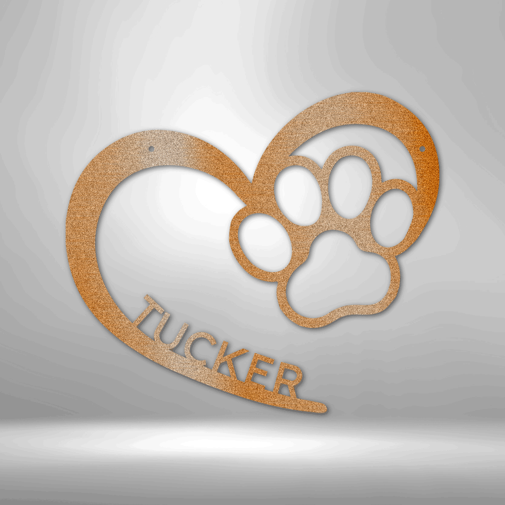 Puppy Love Monogram - 16-gauge Mild Steel Sign DrawDadDraw