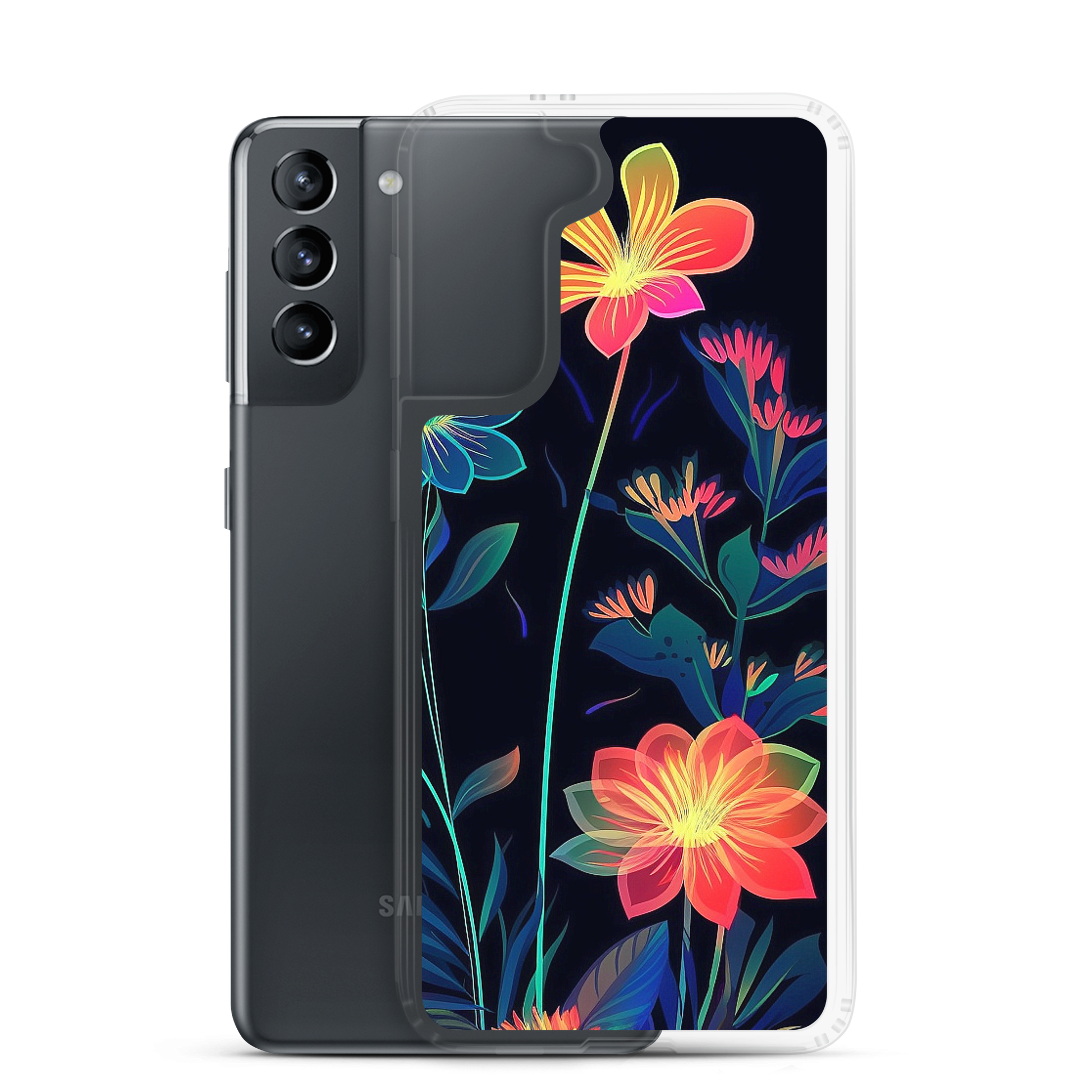 Spectral Flowers - Samsung Scratch-Resistant Clear Phone Case DrawDadDraw