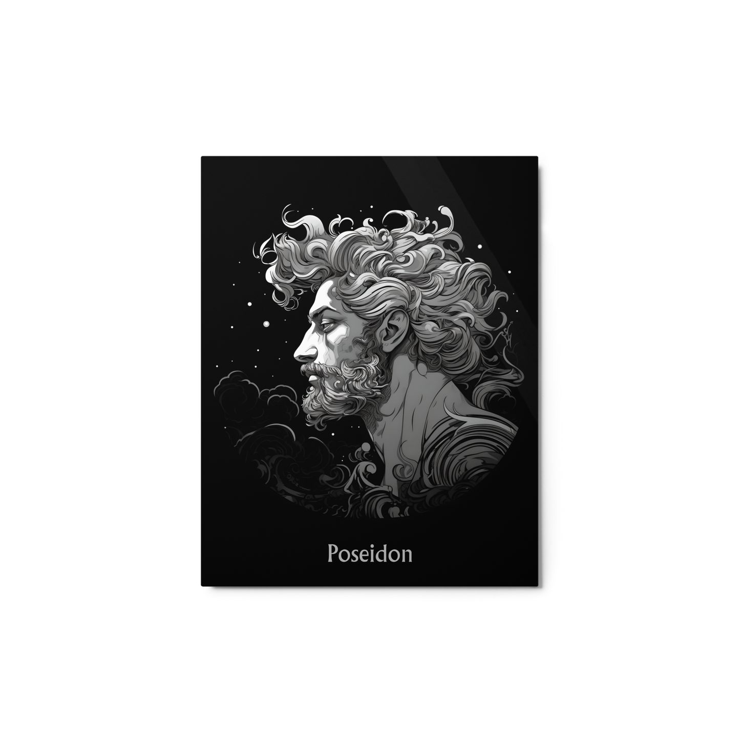 Poseidon's Dominion — Black & White Metal Print