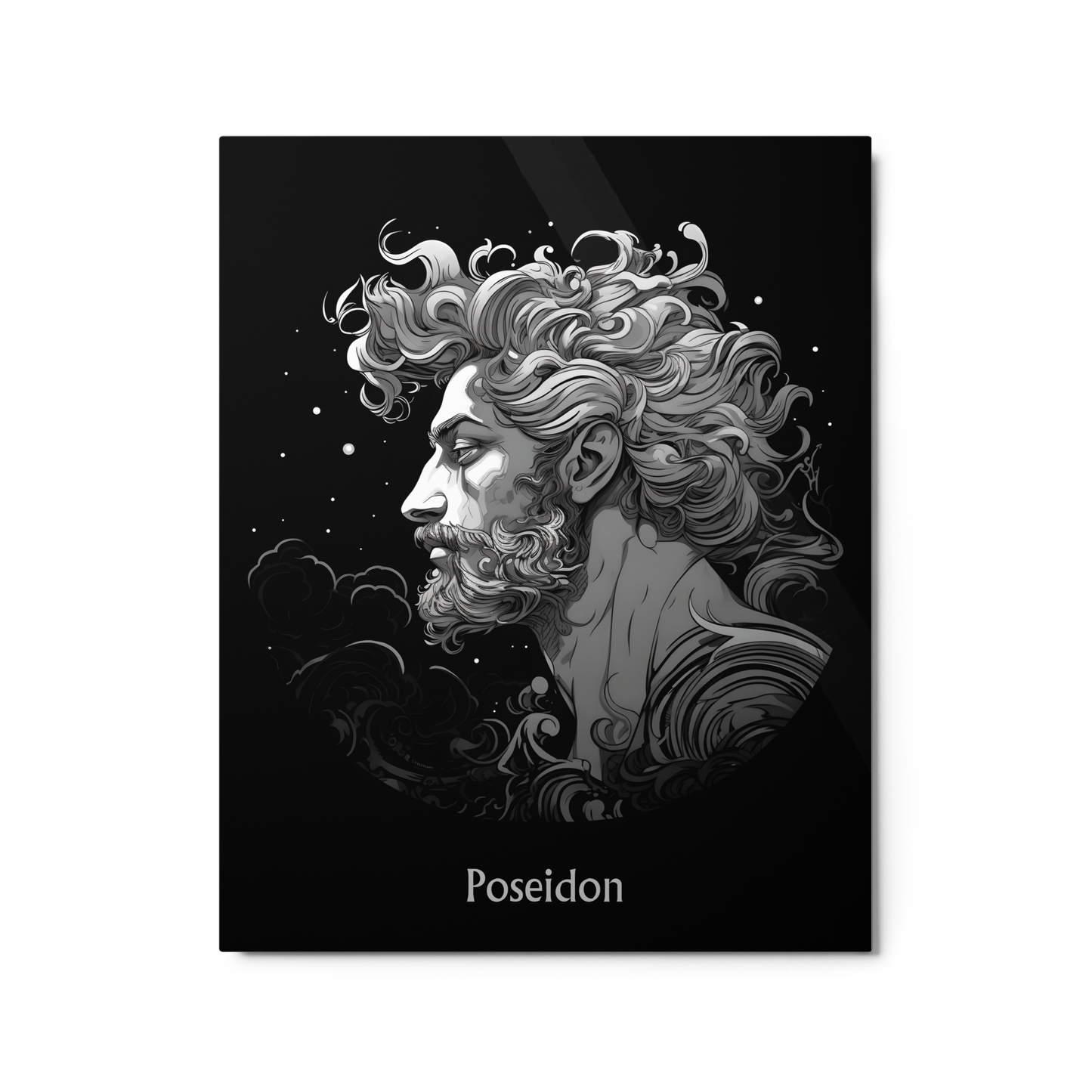 Poseidon's Dominion — Black & White Metal Print