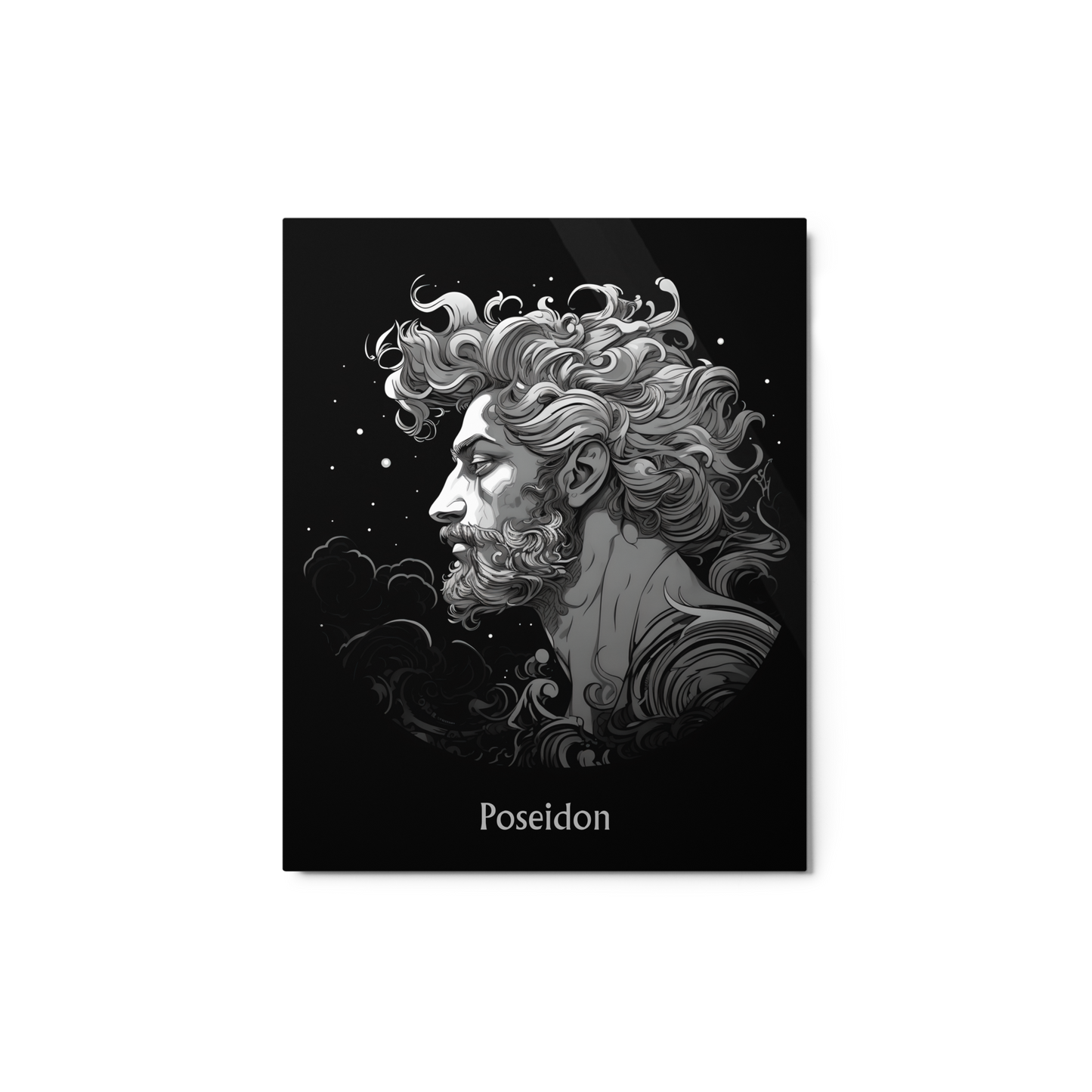 Poseidon's Dominion — Black & White Metal Print